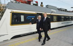 Президент Ильхам Алиев принял участие в открытии после реконструкции линии Сабунчи-Пиршаги Бакинской кольцевой железной дороги (ФОТО)