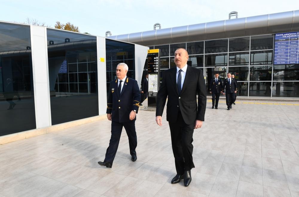 Президент Ильхам Алиев принял участие в открытии после реконструкции линии Сабунчи-Пиршаги Бакинской кольцевой железной дороги (ФОТО)