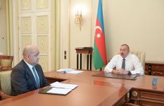 Президент Ильхам Алиев принял Исрафила Мамедова  в связи с назначением на новую должность (ФОТО)