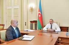 Президент Ильхам Алиев принял Исрафила Мамедова  в связи с назначением на новую должность (ФОТО)
