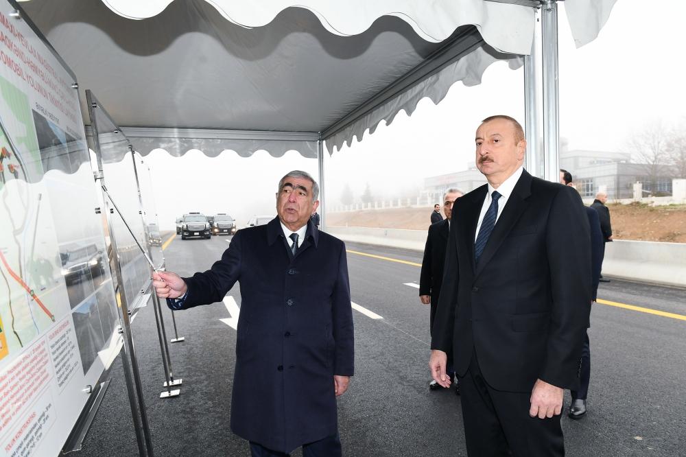 Президент Ильхам Алиев принял участие в открытии 101-117-километровой части магистральной автомобильной дороги Баку-Шамаха-Евлах (ФОТО)