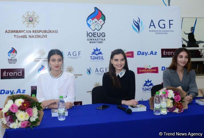 Члены национальной сборной Азербайджана по художественной гимнастике встретились с юными спортсменками (ФОТО)