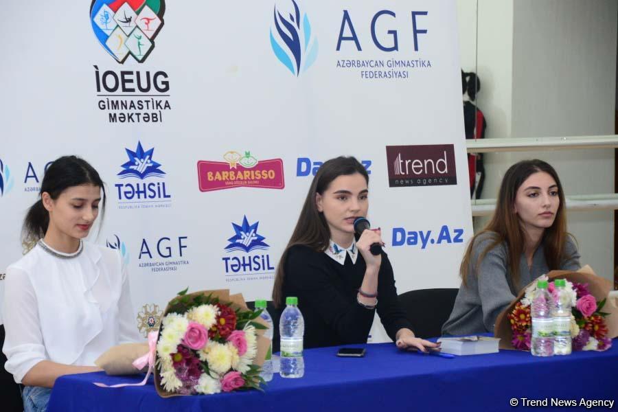 Члены национальной сборной Азербайджана по художественной гимнастике встретились с юными спортсменками (ФОТО)