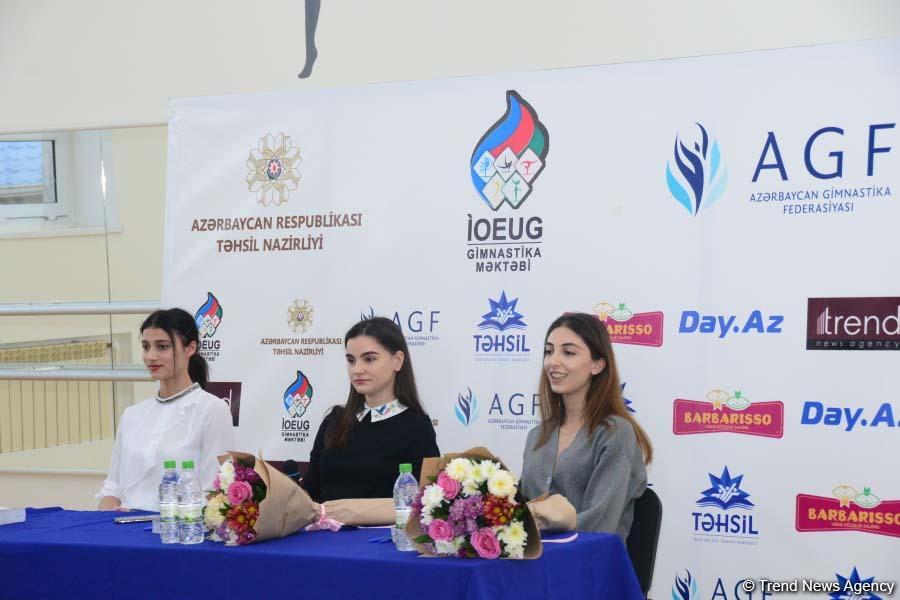 Члены национальной сборной Азербайджана по художественной гимнастике встретились с юными спортсменками (ФОТО)