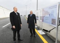 Президент Ильхам Алиев принял участие в открытии автомобильного туннеля в поселке Пиршаги (ФОТО)