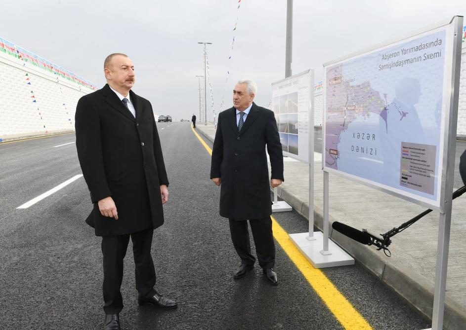 Президент Ильхам Алиев принял участие в открытии автомобильного туннеля в поселке Пиршаги (ФОТО)