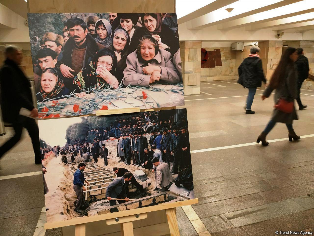 В Бакинском метро открылась фотовыставка "30 лет кровавой истории 20 Января" (ФОТО)