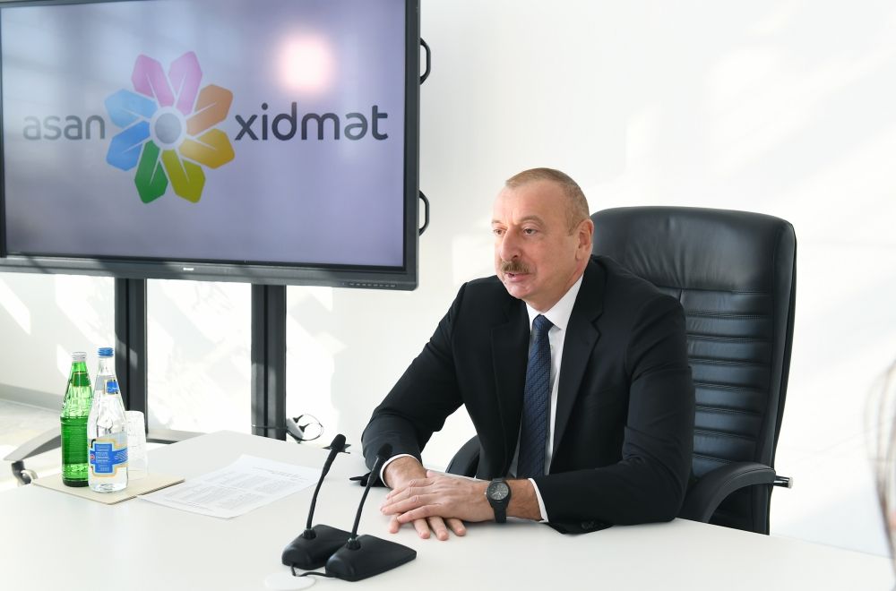 Президент Ильхам Алиев принял участие в церемонии открытия центра ASAN xidmət в Кюрдамире (ФОТО) (версия 2)