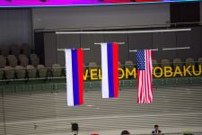 В Баку прошла церемония награждения победителей по прыжкам на акробатической дорожке в рамках Кубка мира (ФОТО)