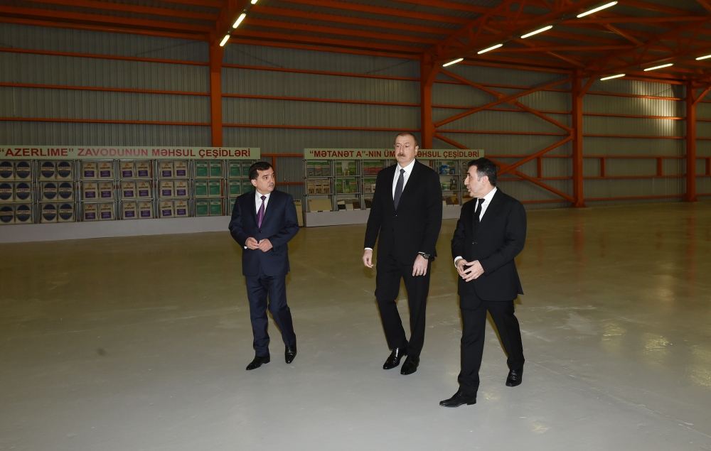Президент Ильхам Алиев принял участие в открытии известкового завода (ФОТО/ВИДЕО)