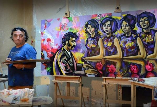 Рожденные в один день! Удивительные картины Вугара Али, посвященные Вагифу Мустафазаде (ФОТО)