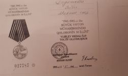 Ветерану ВОВ Эйвазу Эйвазову вручена медаль России (ФОТО)