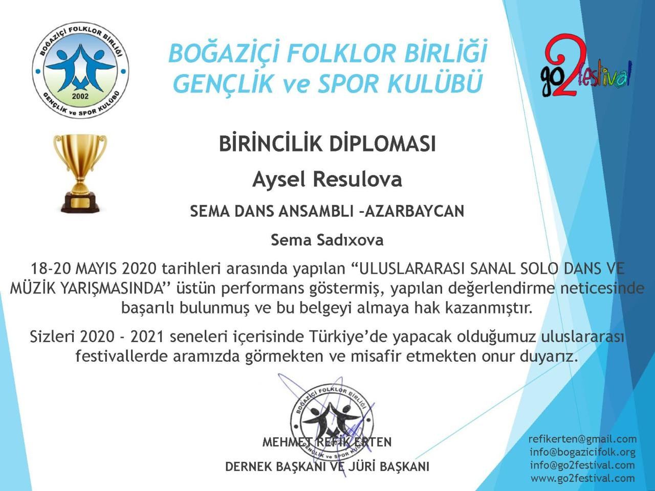 Азербайджанка заняла первое место на международном виртуальном конкурсе танца