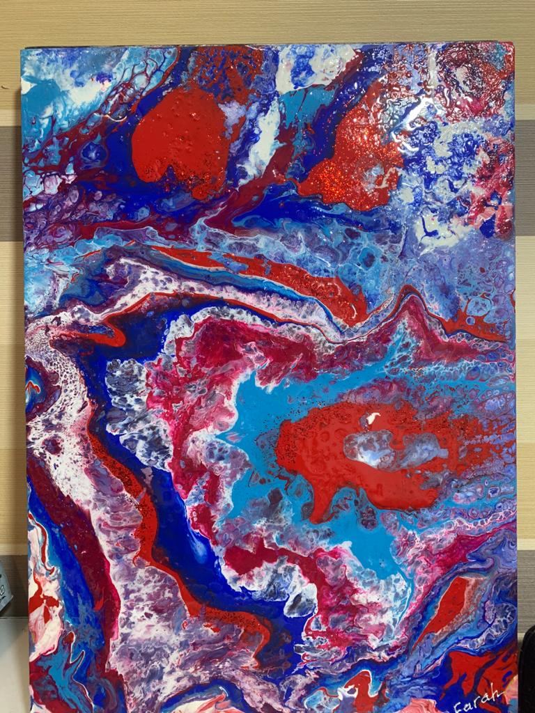 Акриловый и полимерный карантин Фарах Алиевой: Бурлящий океан, Вселенная... (ВИДЕО, ФОТО)