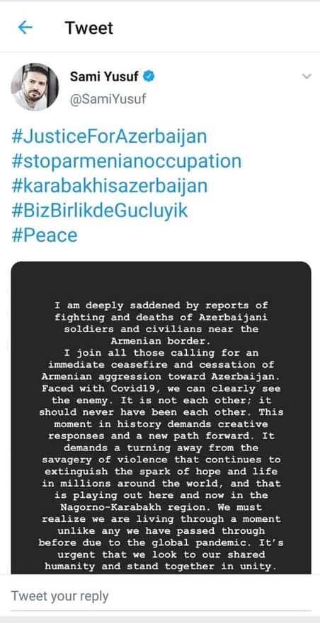 Всемирно известные исполнители поддержали Азербайджан против армянской агрессии (ВИДЕО, ФОТО)