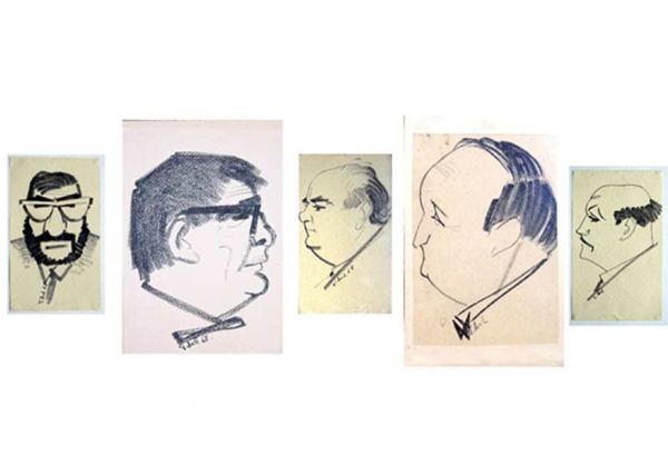 Дружеские шаржи Гасана Ахвердиева на азербайджанских композиторов и музыкантов (ФОТО)