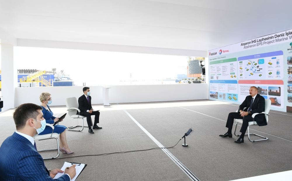 Президент Ильхам Алиев принял участие в церемонии закладки фундамента морских операций на месторождении «Абшерон» (ФОТО/ВИДЕО)