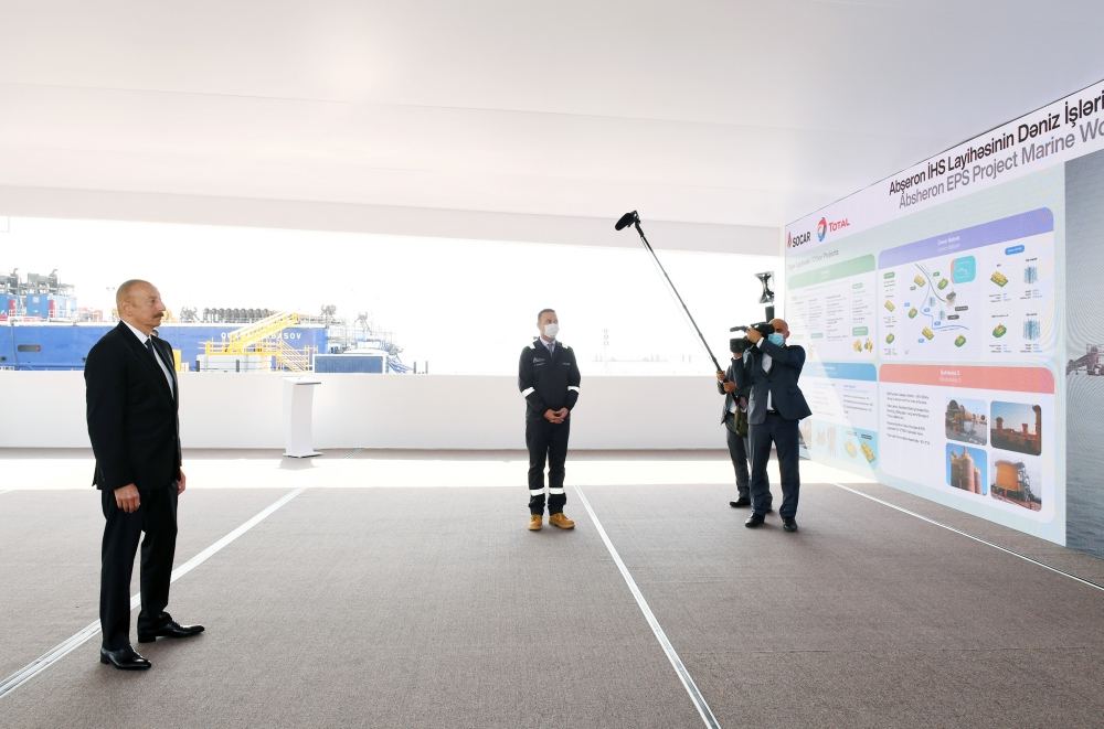 Президент Ильхам Алиев принял участие в церемонии закладки фундамента морских операций на месторождении «Абшерон» (ФОТО/ВИДЕО)