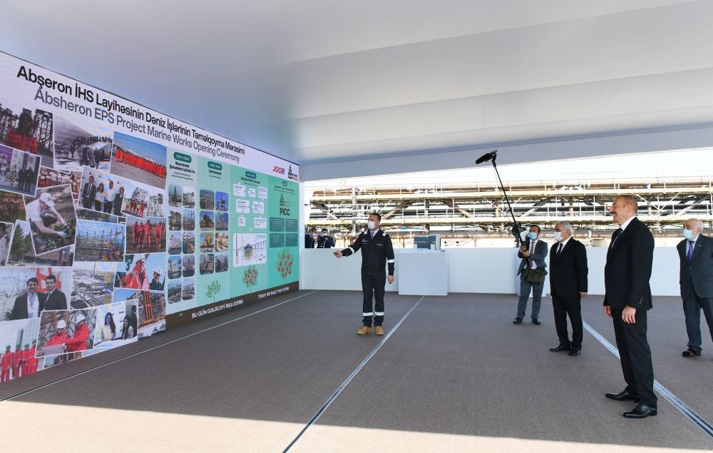 Президент Ильхам Алиев принял участие в церемонии закладки фундамента морских операций на месторождении «Абшерон» (ФОТО/ВИДЕО)