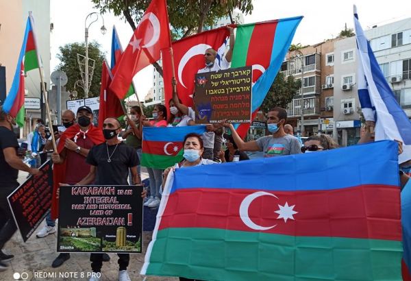 Şəhidlər ölməz, Vətən bölünməz! Акция в крупнейшем городе Израиля против армянских агрессоров (ВИДЕО,ФОТО)