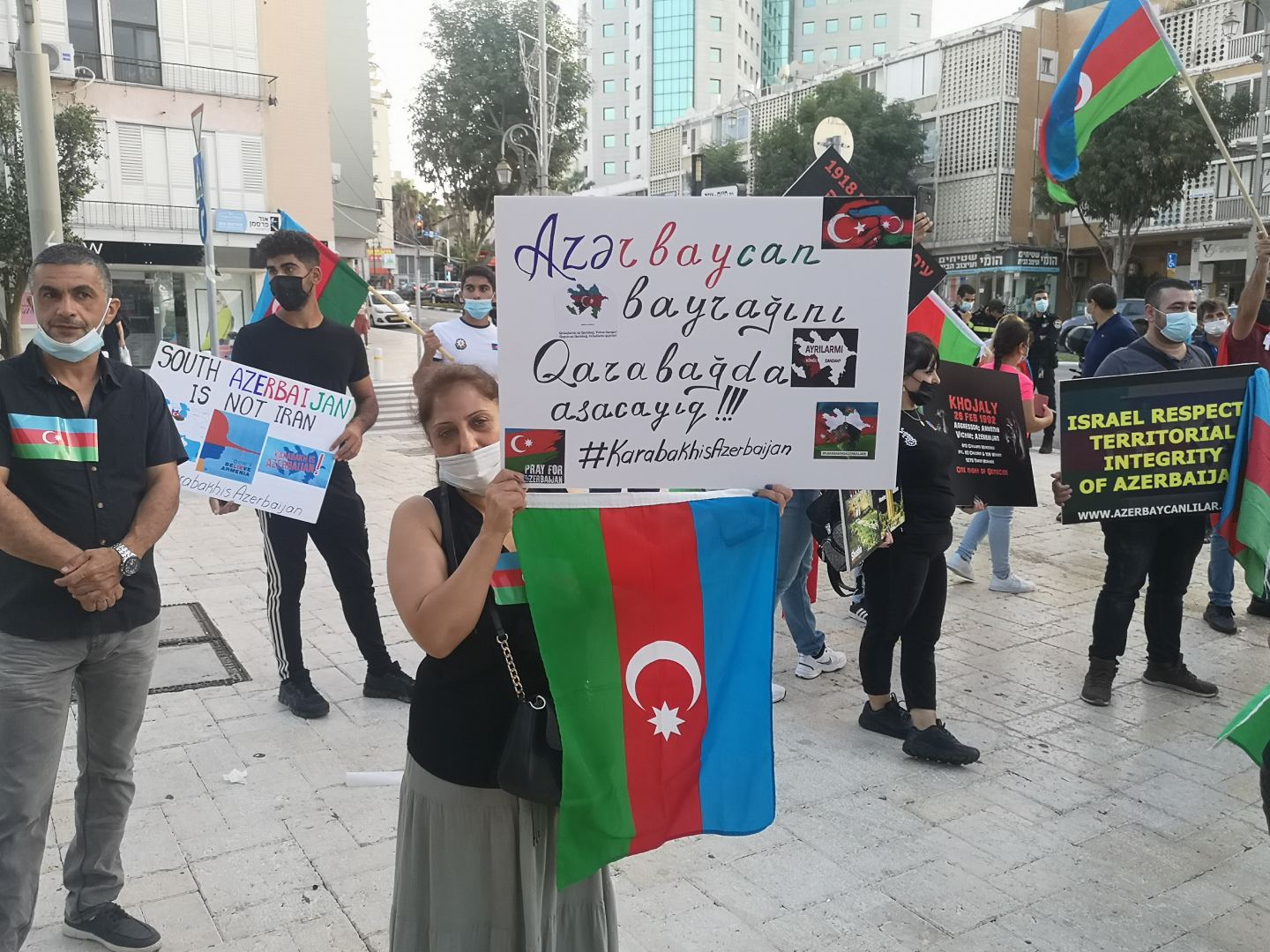 Şəhidlər ölməz, Vətən bölünməz! Акция в крупнейшем городе Израиля против армянских агрессоров (ВИДЕО,ФОТО)