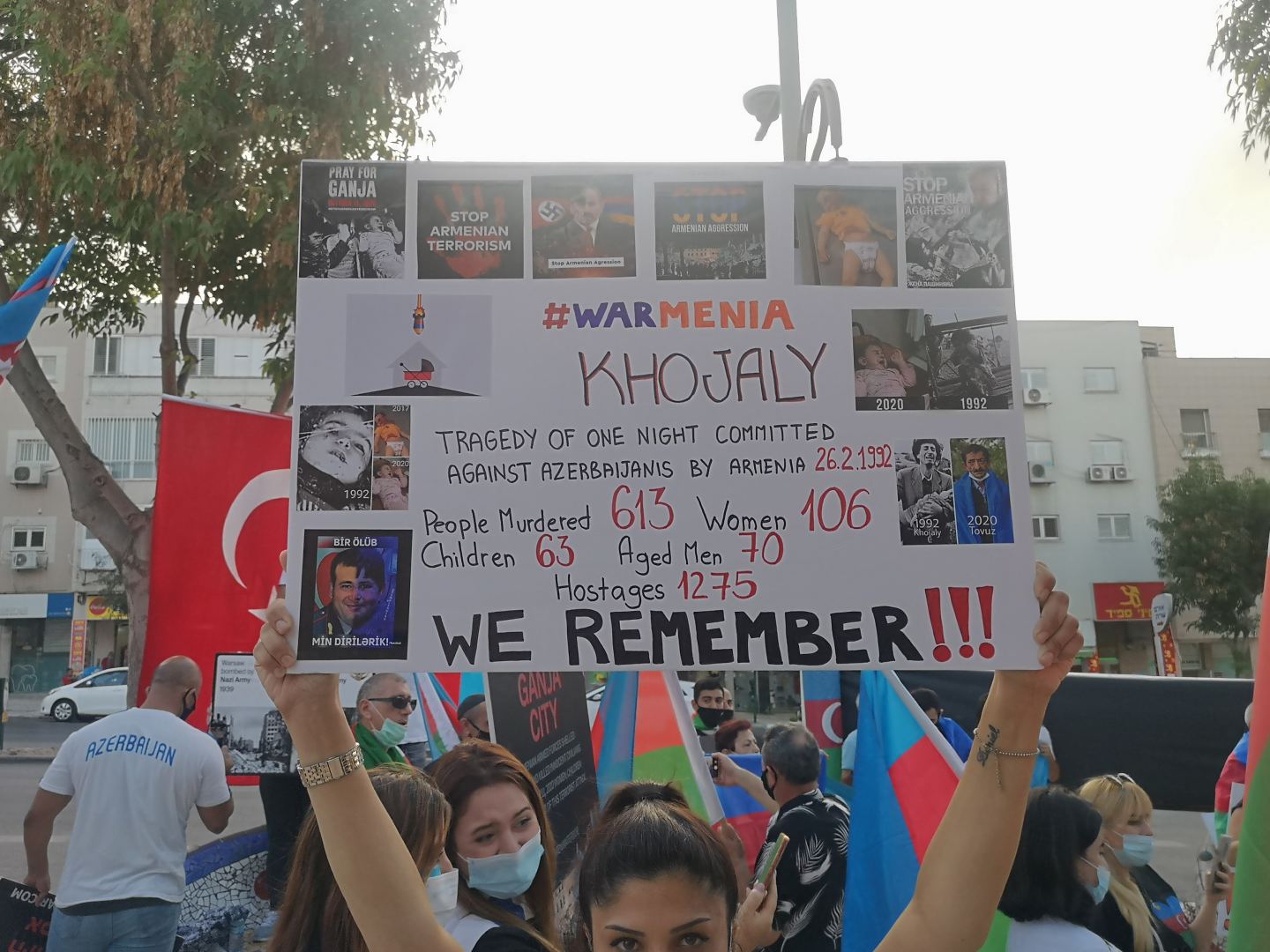 Şəhidlər ölməz, Vətən bölünməz! Акция в крупнейшем городе Израиля против армянских агрессоров (ВИДЕО,ФОТО)