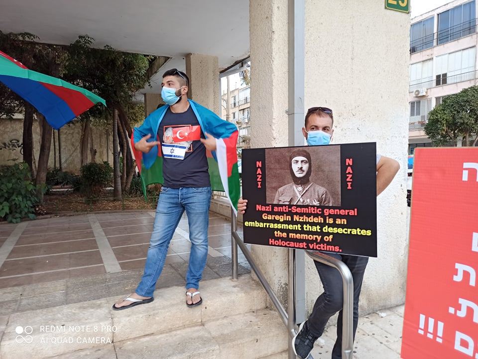 Şəhidlər ölməz, Vətən bölünməz! Акция в крупнейшем городе Израиля против армянских агрессоров (ВИДЕО,ФОТО)