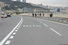 На ряде улиц и проспектов Баку создаются спецполосы для автобусов (ФОТО)
