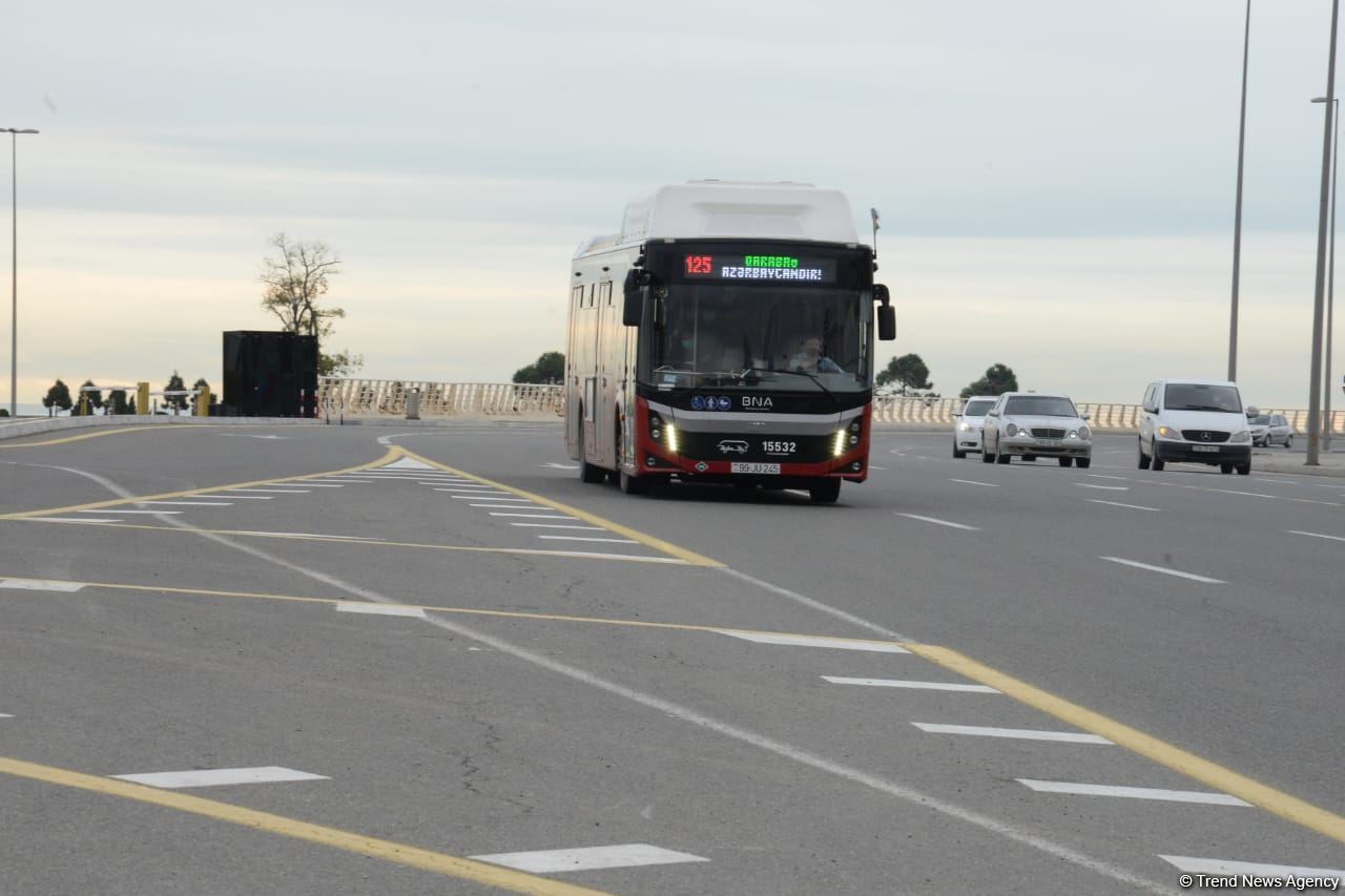 На ряде улиц и проспектов Баку создаются спецполосы для автобусов (ФОТО)