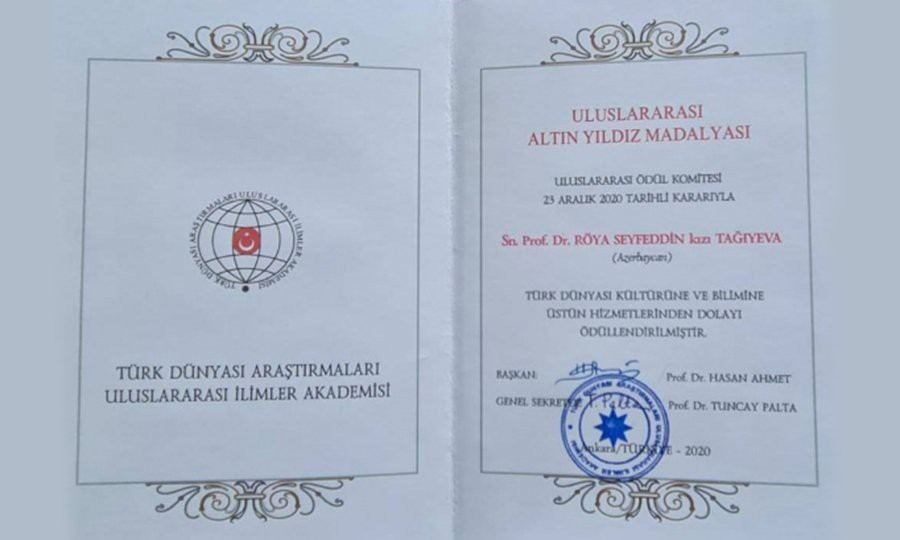 "Золотая звезда" для Ройи Тагиевой – награда от Международной академии (ФОТО)