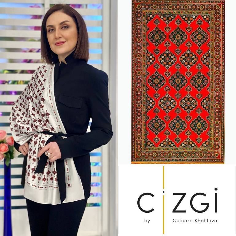 Гюльнара Халилова представила шелковые шарфы с орнаментами Карабахских ковров (ФОТО)