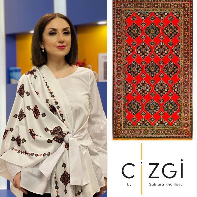 Гюльнара Халилова представила шелковые шарфы с орнаментами Карабахских ковров (ФОТО)