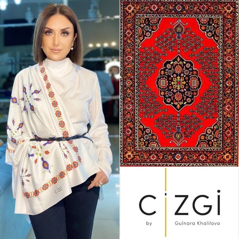 Гюльнара Халилова представила шелковые шарфы с орнаментами Карабахских ковров (ФОТО)