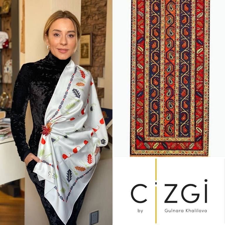 Гюльнара Халилова представила шелковые шарфы с орнаментами Карабахских ковров (ФОТО)