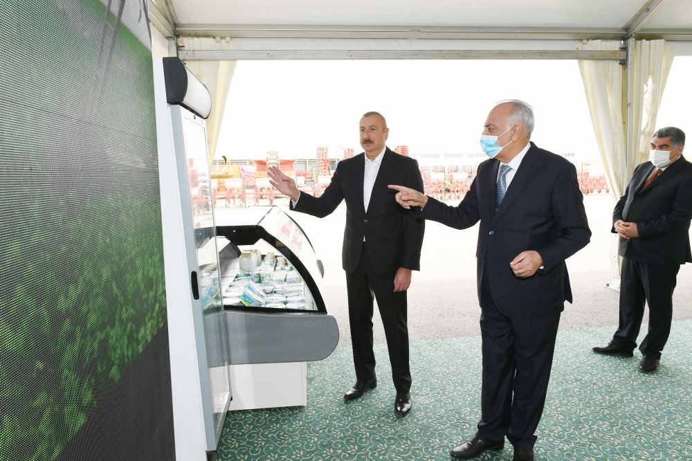 Президент Ильхам Алиев принял участие в открытии «Шамахинского агропарка Азерсун» (ФОТО)