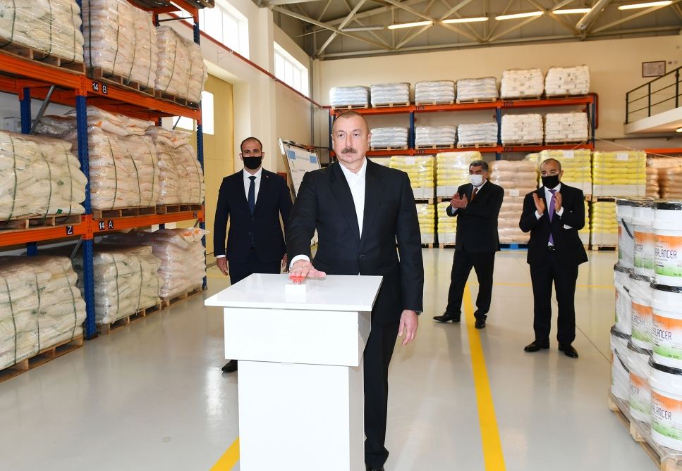 Президент Ильхам Алиев принял участие в открытии Гаджигабульского промышленного квартала (ФОТО)