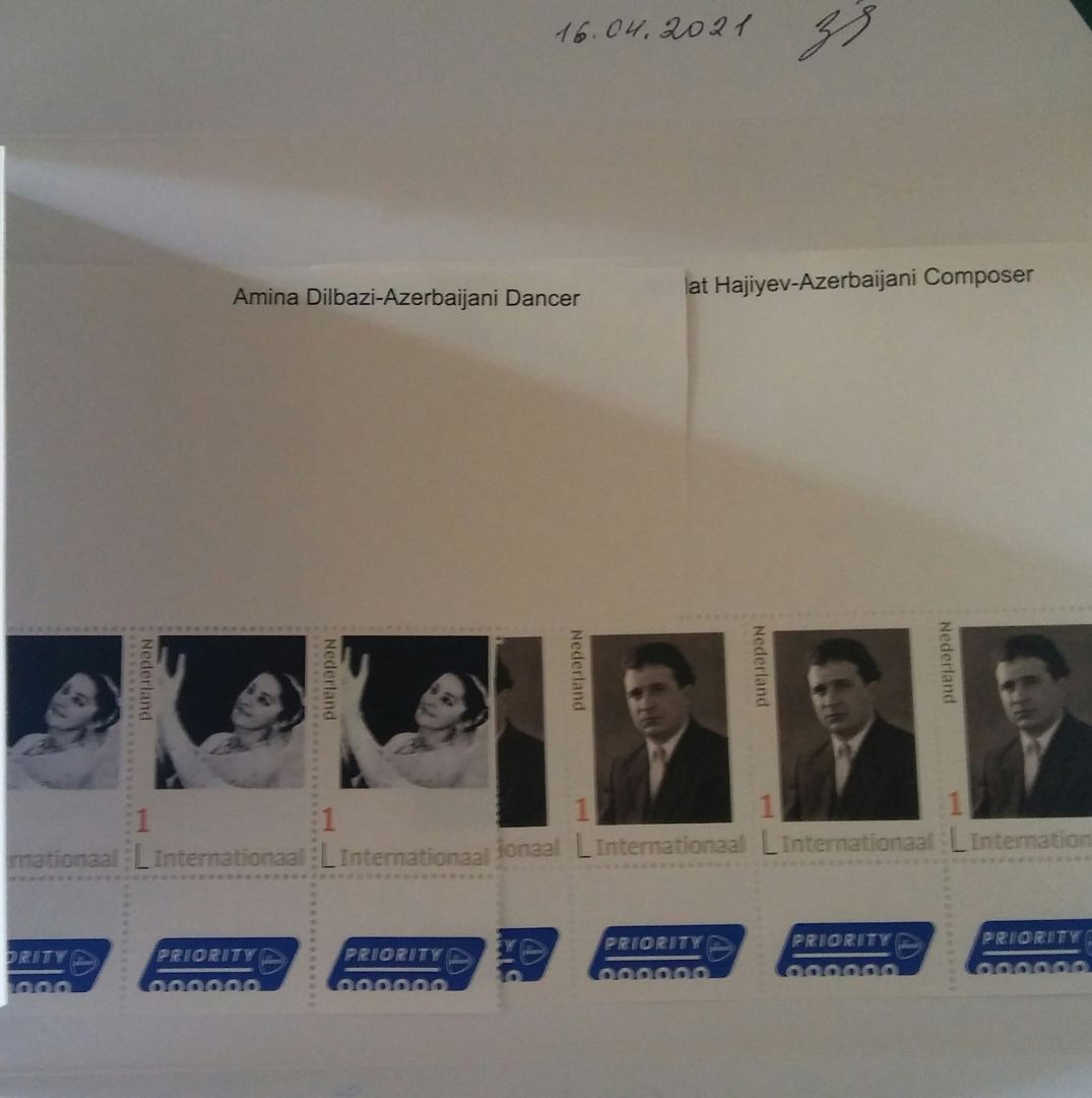 В Нидерландах выпущены почтовые марки "Амина Дильбази" и "Джовдет Гаджиев" (ФОТО)