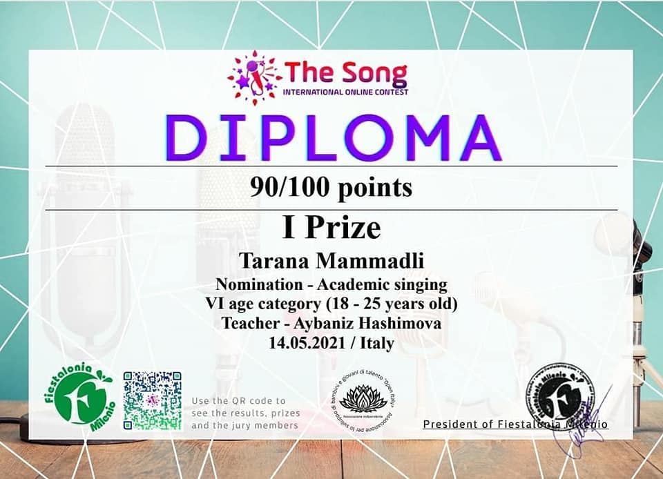 Воспитанники Айбениз Гашимовой признаны лучшими в престижном конкурсе Италии (ФОТО)