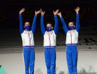 В Баку состоялась церемония награждения победителей Всемирных соревнований по аэробной гимнастике в индивидуальной программе у женщин и среди трио (ФОТО)