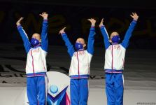 В Баку состоялась церемония награждения победителей Всемирных соревнований по аэробной гимнастике в индивидуальной программе у женщин и среди трио (ФОТО)