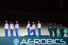 В Баку состоялась церемония награждения победителей Всемирных соревнований по аэробной гимнастике в индивидуальной программе у женщин и среди трио (ФОТО)