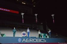 В Баку состоялась церемония награждения победителей Всемирных соревнований по аэробной гимнастике в индивидуальной программе у женщин и среди трио (ФОТО)