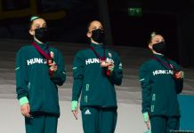 В Баку состоялась церемония награждения победителей Всемирных соревнований по аэробной гимнастике в индивидуальной программе у женщин и среди трио (ФОТО)