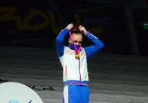 В Баку состоялась церемония награждения победителей Всемирных соревнований по аэробной гимнастике в индивидуальной программе у женщин и среди трио (ФОТО)