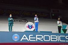 В Баку состоялась церемония награждения победителей Всемирных соревнований по аэробной гимнастике в индивидуальной программе у женщин и среди трио (ФОТО)
