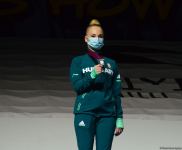 В Баку состоялась церемония награждения победителей Всемирных соревнований по аэробной гимнастике в индивидуальной программе у женщин и среди трио (ФОТО)