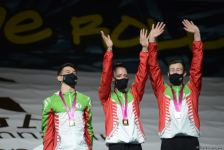 В Баку состоялась церемония награждения победителей ЧМ по аэробике среди трио и в индивидуальной программе у женщин (ФОТО)