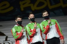 В Баку состоялась церемония награждения победителей ЧМ по аэробике среди трио и в индивидуальной программе у женщин (ФОТО)