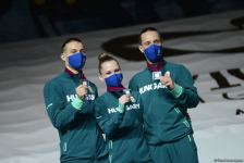 В Баку состоялась церемония награждения победителей ЧМ по аэробике среди трио и в индивидуальной программе у женщин (ФОТО)