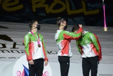 В Баку состоялась церемония награждения победителей ЧМ по аэробике среди трио и в индивидуальной программе у женщин (ФОТО)